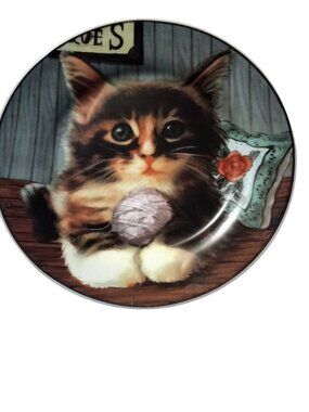 Tabby Kitten Plate Cute Decorative Brown Cat Lovers Gift 7 inch